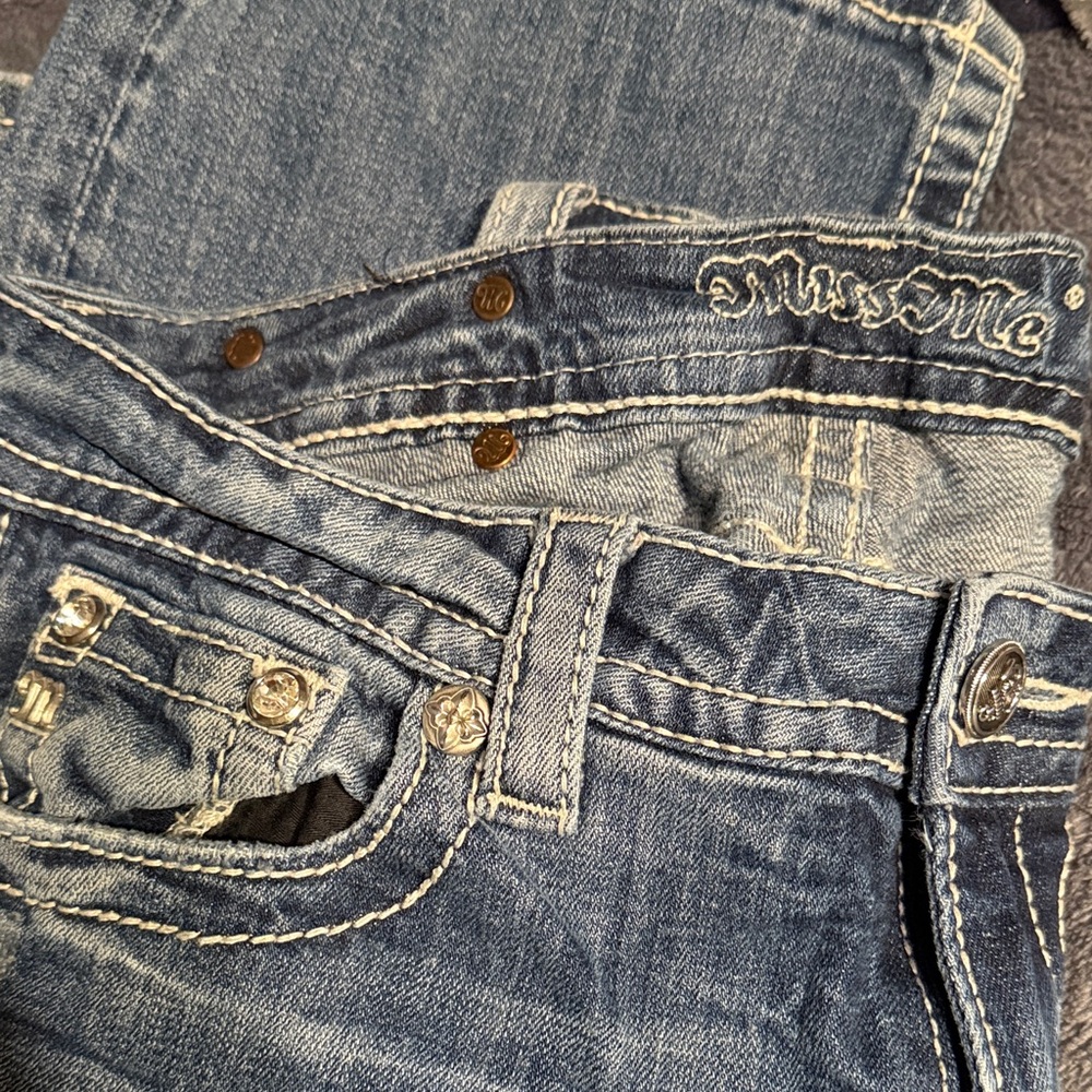 Miss Me Dark Blue Denim Jeans with Embellished Pockets